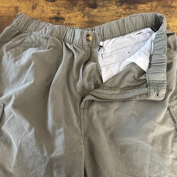 Vintage OP cargo shorts men’s size large green khaki elastic waist ocean pacific - Picture 4 of 10